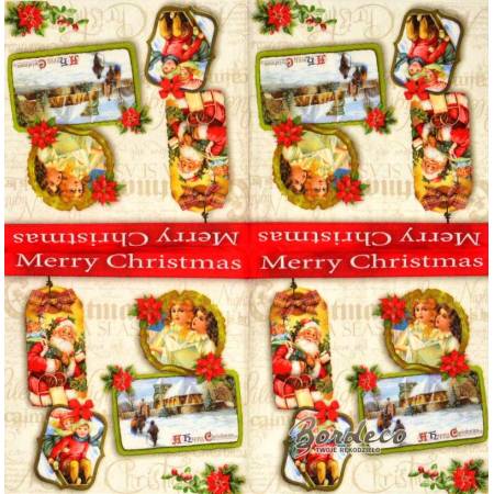 Serwetka decoupage firmy NOUVEAU święta retro 33x33cm